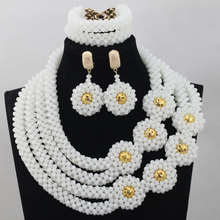Trendy Fashion Pure White Beads African Jewelry Sets Bridal Jewelry Bold Necklace Set for Nigerian Wedding Free Shipping ABL709 2024 - buy cheap