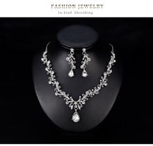 Royal Dubai Jewelry Sets Luxurious Crystal Necklace Earrings Set  Silver Wedding Jewellery Set for Women 2024 - buy cheap