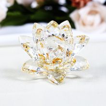 10cm flor de lótus de vidro, cristal amarelo de quartzo, decoração para casa de casamento, cristais de feng shui, estatuetas de pedra, lembrança e miniaturas 2024 - compre barato