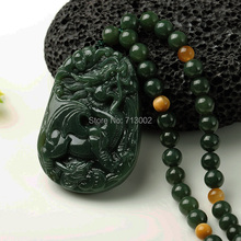 Colgante de perla mala de kylin, amuleto de la bestia de la riqueza, collar, talismán de la suerte, Verde botella, jade 2024 - compra barato