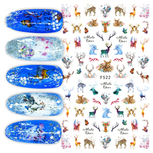 1pcs 3D Design Nails Art Sticker Xmas Deer Magic Reindeer Nail Stickers Wraps Foil Sticker Manicure Tips F522 2024 - buy cheap