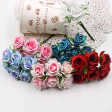 60pcs mini multicolor artificial silk silk rose wedding decoration DIY wreath gift box clip art handmade false flower decoration 2024 - buy cheap