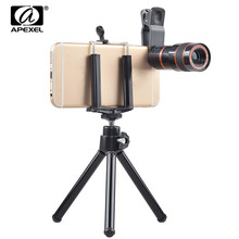 APEXEL-lente de teléfono móvil con Zoom 8x, telescopio Universal con Clip, con trípode, para iPhone 7, 6 Plus, Samsung 2024 - compra barato