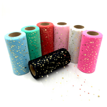 25 Yards 15cm Gold Star Glitter Sequin Tulle Roll Spool Tutu Wedding Deco Organza Laser DIY Craft Birthday Party Supplies 2024 - buy cheap