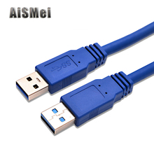 AiSMei Super velocidad de USB 3,0 tipo A macho A tipo A macho de extensión de Cable de sincronización de datos Cable azul para radiador disco Duro USB3.0 Cable 2024 - compra barato