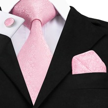 Corbata rosa con estampado Floral para hombre, juego de mancuernas con diseño clásico y Popular de SN-327, corbatas formales para boda y fiesta 2024 - compra barato