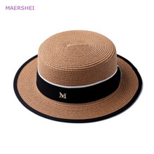 MAERSHEI summer women's hat flat top England hat travel vacation leisure party fashion straw hat beach hat 2024 - buy cheap