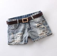 2020 mais novo das mulheres verão denim shorts mid cintura rasgado impressão do vintage branqueado wahsed moda jeans curto sem cinto j2883 2024 - compre barato