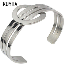 Joyería de moda brillante de plata simple elegante brazalete pulsera para las mujeres redondas de metal de acero inoxidable 316L brazalete diseño de Canadá 2024 - compra barato