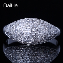 BAIHE Solid 14K белое золото 0.6ct H/SI круглые натуральные бриллианты, свадебный подарок для женщин, Трендовое Ювелирное кольцо с бриллиантами 2024 - купить недорого