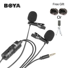 Boya microfone condensador omnidirecional de cabeça dupla, microfone de gravação de áudio, para iphone, android, dslr, canon, nikon 2024 - compre barato