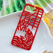 Clássico aço inoxidável metal estilo chinês presente marcadores de página séries presente vermelho marcador de livros 2024 - compre barato
