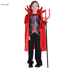 M-XL Boys Fiend Hell Devil Scary Cosplay Kids Children Halloween Red Demon Costumes Carnival Purim parade Masquerade Party dress 2024 - buy cheap