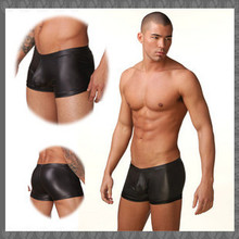 Men's underwear soft Faux leather black men boxers U convex three-dimensional bags sexy Shorts Elastic Stretchable Underwear 2024 - buy cheap
