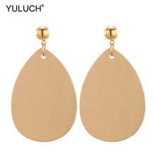 Aretes de oro de gota de agua de moda de YULUCH 2019 pendientes de tachuela de madera de declaración para mujeres chicas regalos de fiesta joyería 2024 - compra barato