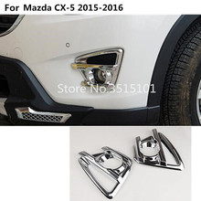 car Styling cover detector ABS Chrome front fog Light Lamp Trim frame 2pcs For Mazda CX-5 CX5 2013 2014 2015 2016 2024 - buy cheap