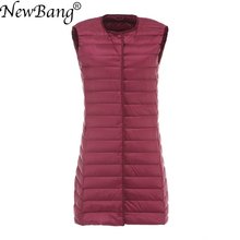 NewBang Matt Fabric Long Women's Vest Ultra Light Down Vest Women Waistcoat Female Down Coat Slim Sleeveless Without Collar 2024 - buy cheap