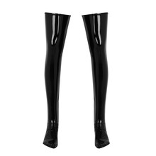 1 Pair Mens Stockings Wetlook Patent Leather Thigh High Footed Stockings Anti-skid Soft Elasticity Clubwear Costume Cosplay 2024 - buy cheap