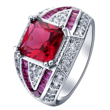 Natural stone promise Rings  new Red red corundum jewelry princess Cubic Zircon zircon women Engagement Ring 2024 - buy cheap