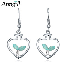 Anngill-brincos longos boêmios da moda, cristal de swarovski, brincos de folha exclusivos para mulheres, coração, presente de joalheria de festa 2024 - compre barato