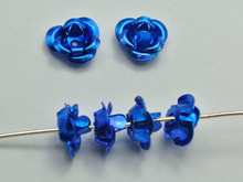 200 Royal Blue Aluminum Metal Rose Flower Beads 8mm Finding 2024 - buy cheap