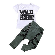 2pcs wild child Baby Clothes Newborn Toddler Kids Boys Outfits T-shirt Tops+ Long Pants Set 2024 - buy cheap