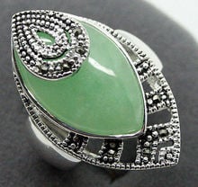 good Bridal Wedding elegant lady's Natural Light Green gem stone 925 silv Marcasite 925 & Sterling Ring Sz 7/8/9/10 5.29 2024 - buy cheap