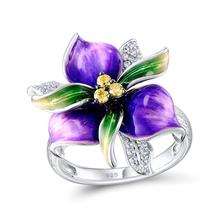 Luxury Handmade Enamel Women quality Flower Rings for Wedding Party Jewelry aaa Cubic Zirconia Band Ring 2024 - buy cheap