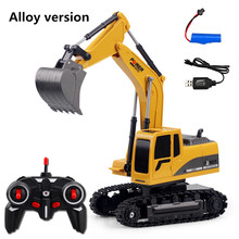 1:24 2.4G 6CH  3km / h Multi-Function 270 Degree Rotating alloy RC Excavator Simulation Engineering Remote Control Car Truck Toy 2024 - buy cheap