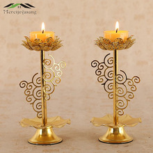 2PCS/LOT Metal Votive Candlestick Lotus Retro Candle Holders for Daily Pray Buddha Candelabra Butter Lamp Holder Buddhist GZT034 2024 - buy cheap