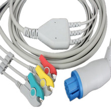 Бесплатная доставка, один ЭКГ-провод с тремя проводами, Круглый 10-контактный кабель для ЭКГ Datex-Ohmeda, ЭКГ-кабель с зажимом IEC 2024 - купить недорого