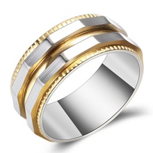 Мужской размер 7-12 Трендовое кольцо из титановой стали, легированное, мужское золото/черный цвет, кольцо на палец, модные ювелирные изделия 2024 - купить недорого