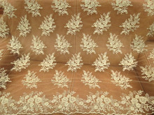 Tecido de renda dourado de glitter, tecido africano para vestidos de casamento, renda, guipure, tecido de malha de tule bordado lshb626 2024 - compre barato