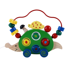 Colorido ouriço de madeira puxar carro em torno das contas crianças brinquedos educativos de madeira arrastar animais brinquedos para crianças jogo 2024 - compre barato