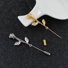 Classic Rose fashion Brooch Gold personalRose Leaf Lapel Pin men's and women's Party fashion Jewelry dress Exquisite Accessories 2024 - buy cheap