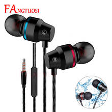 FANGTUOSI Professional Wired Earphone 3.5mm Metal In Ear Headset With Mic Heavy Bass Sound Music Sport Headset For iPhone XR 2024 - buy cheap