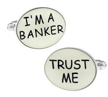 iGame Factory Price Retail Men's Cufflinks Brass Material Career I'M A BANKER TRUST ME Design Cuff Links 2024 - buy cheap