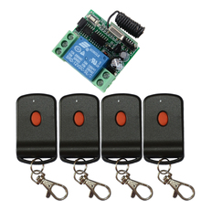 Sistema de interruptor com controle remoto sem fio, dc 12v 1ch código de aprendizagem 1 * receptor 4 * transmissor aplicativo porta de garagem com onda z