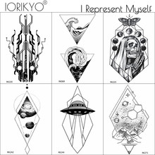 Black Geometry UFO Design Small Waterproof Fake Tattoos Stickers Arm Art Drawings Tattoo Temporary For Women Men Tatoo Spaceship 2024 - buy cheap