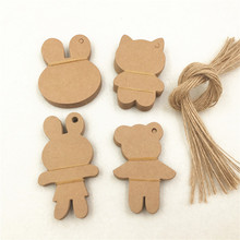 Cute Bear Rabbit Shape Brown Blank Kraft Paper Price Hang Tags 24Pcs Tags+24Pcs Hemp Strings for Jewelry Box Cases Decorate Tags 2024 - buy cheap