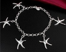 925 Stamped Silver colorbracelet electroplating starfish women's fashion jewelry gift, free shipping 2024 - buy cheap