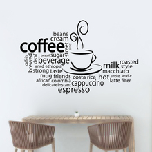 Coffee Cup Wall Art Mural Kitchen Cafe Shop Decor Espresso Coffees Vinyl Wall Decal Different Coffee Kinds Wall Sticker AZ650 2024 - buy cheap