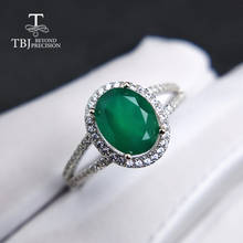 TBJ,Classic natural green agate gemstone Ring in 925 sterling silver simple elegant charming jewelry for women girls daily wear 2024 - buy cheap