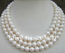 10-11MM 52" NATURAL PERFECT SOUTH SEA WHITE PEARL NECKLACE CLASP 2024 - buy cheap