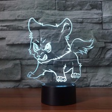 Lindo Lobo Pups LED 3D luz de noche Lobo 3D lámpara Animal escritorio USB Lámpara de Mesa 7 cambio de colores Interruptor táctil 2024 - compra barato