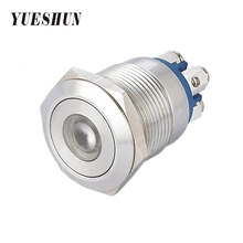 YUESHUN 19mm Light Switches 10 pcs Flat Round Front Shape LED Momentary Push Button Switch Screw Terminal Stainless Steel 2024 - buy cheap