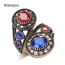 Vintage Turkish Jewelry Bohemian Big Statement Ring Antique Gold Gemini Rings For Women 2018 New Arrivals Free Shipping 2024 - buy cheap