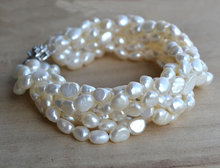 New Arriver Pearl Jewellery,6Rows 7inches White Color AA 6-7MM Freshwater Pearl Bracelet,Free Shipping 2024 - buy cheap
