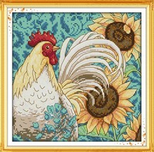 Sunflower Cock Counted Cross-Stitching 11CT Printed 14CT Handmade Cross Stitch Set Animal Cross-stitch Kit Embroidery Needlework 2024 - buy cheap