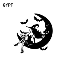 QYPF 13.3*13.6 Interesting Witch Bat Decor Vinyl Car Sticker Silhouette Bumper Window Accessories Silhouette C16-2406 2024 - buy cheap